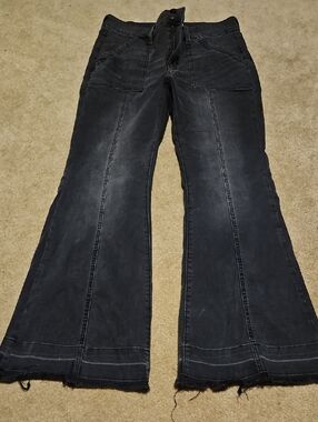 SO Washed Black Flare Jeans with Front Seams